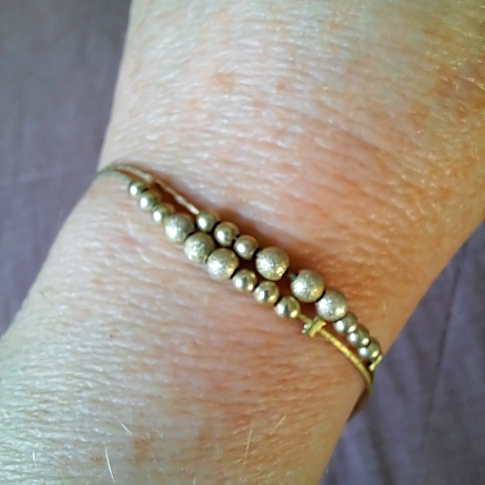 Vintage Italian Solid Sterling Silver Brushed Beaded Slider Adjustable Bracelet 110$